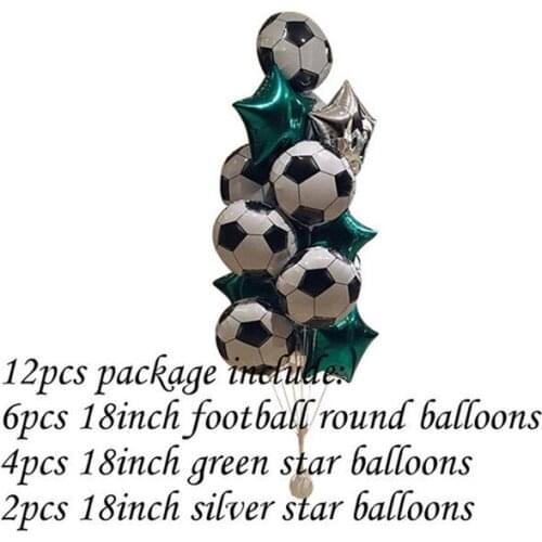 12Pcs 18inch Green Football Soccer Theme Party Decor Round Balloons Black White Ballons for Boys Birthday Toys Party Supplies