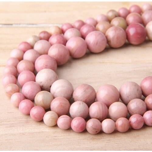 15.5 " Natural Rhodochrosite Bead Wholesale Drilled 6 mm 8 mm 10 mm Polished Pink Stone Beads For DIY Making Jewelry Bracelets