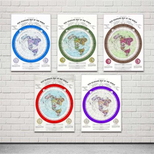 1892 Flat Earth Map Movie World Map Modern Canvas Painting Art Wall Pictures for Living Room Home Collection Home Decoration