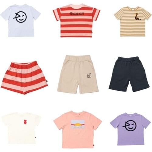 2021 Kids Summer Clothes Boys Girls Short Sleeve T-shirt and Solid Shorts Baby Tops Childrens Clothing for 1-10 Years PRESALE