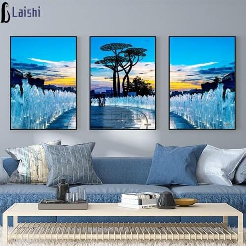 3pcs diamond painting Nordic wind, glacier landscape full square drill round diamond mosaic rhinestone painting home decoration