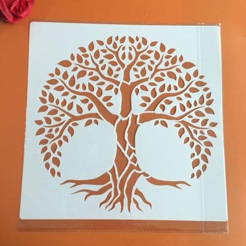 30 * 30cm size diy craft life Tree mold for painting stencils stamped photo album embossed paper card on wood, fabric,wall