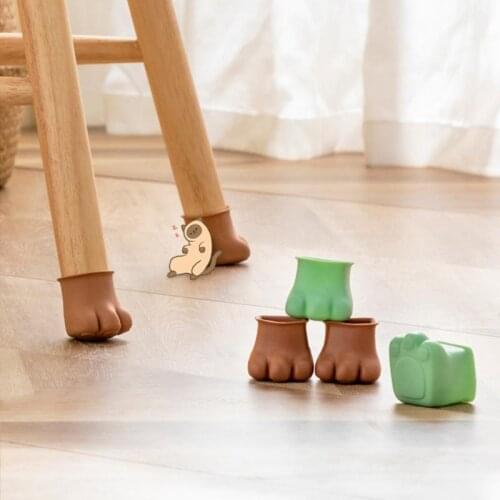 4pcs Silicon Furniture Leg Protection Cover Cute Cat Paw Table Feet Pad For Chair Leg Floor Protection Anti-slip Cover