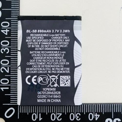 5pcs/lot New replacement Battery BL-5B For Nokia N80 N83 6120 6021 5300 5208 5140 6020 BL5B 890mah Mobile Phone Battery
