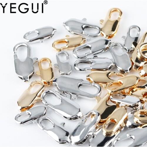 YEGUI M928,jewelry accessories,lobster clasp hooks,18k gold plated,copper metal,rhodium plated,handmade,jewelry making,10pcs/lot