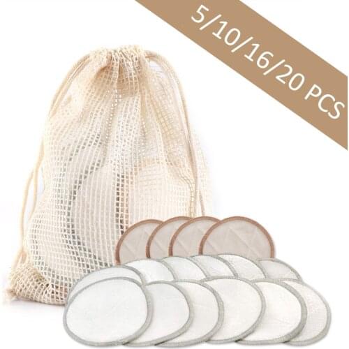 5/10/16/20pcs Bamboo Cotton Reusable Makeup Remover Pads Three Layers Washable Facial Cleansing Wipe Pads Makeup Beauty Tools