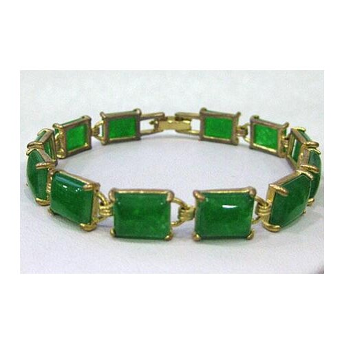Jade beads link cuff bangle bracelet 7.5 inch