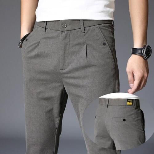 2021 Brand New Spring autumn Mens Casual Pants Slim Pant Straight Trousers Male Fashion cotton Stretch Jogging Trousers men