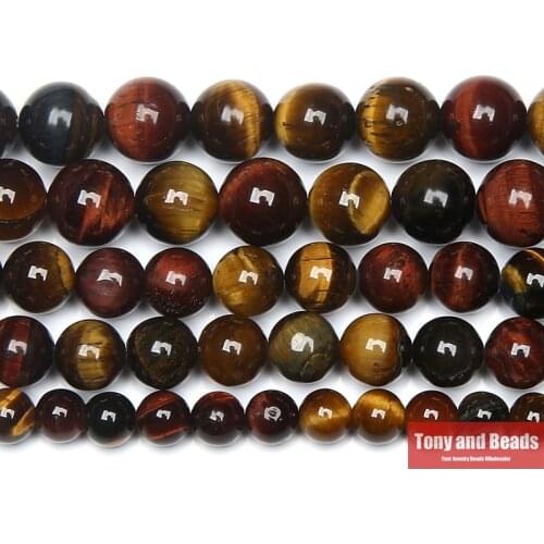 Natural Stone AA Grade Mixed Colour Tiger Eye Agates Round Beads 15" Strand 6 8 10 MM Pick Size For Jewelry