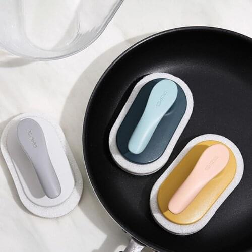 1 Pcs Cleaning Brush Eraser Sponge With Handle Cleaning Sponge Kitchen Bathroom Strong Brush Kitchen Accessories
