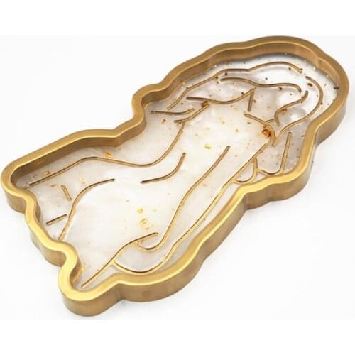 DIY Epoxy Crystal Resin Girl Model Body Abstract Plate Tray Molds for DIY Jewelry Holder Home Decoration M2EA