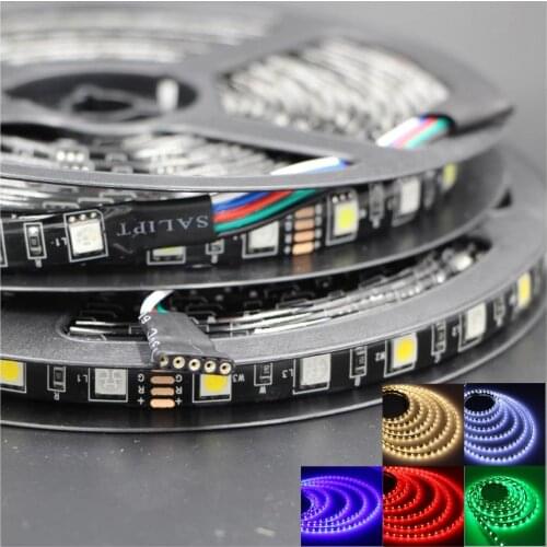 5050 SMD Led Tape Black PCB Strip Light Waterproof DC 12V Led Stripe Flexible Strip Lights Neon Ribbon RGBW RGBWW RGB white 1-5m