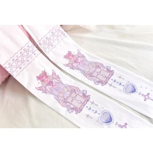 Japanese kawaii girl daily sweet lolita stockings soft girl lovely cute printing student gothic lolita knee socks loli cosplay