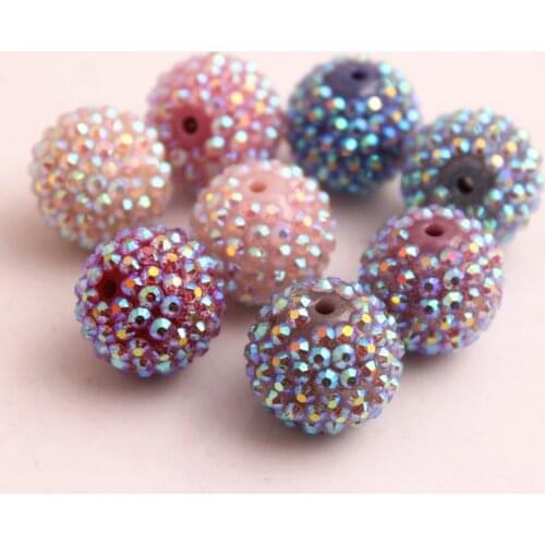 Kwoi Vita New 12mm 20mm Choose color Resin TUse AB Rhinestone Ball Beads for Acrylic Necklace Making