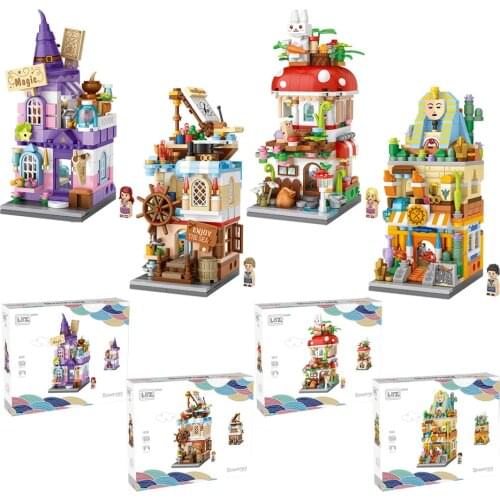 LOZ Blocks Cartoon Street Store Building Bricks for Children Toy Kids Anime Doll Brinquedos Girls Gift Christmas Present 1649