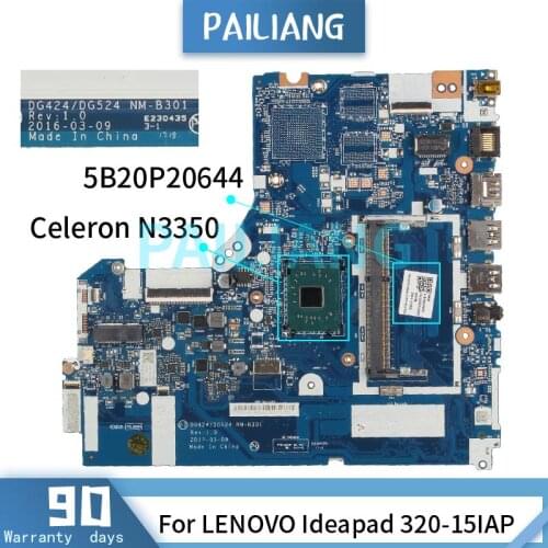 Mainboard For LENOVO Ideapad 320-15IAP Celeron N3350 Laptop motherboard 5B20P20644 NM-B301 SR27Z DDR3 Tested OK