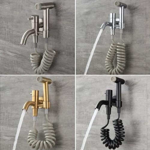 Brushed Nickel Bidet Sprayer Copper Flusher Spray Gun Faucet Gold Mop Faucet Bathroom Sprayer Black Pressurized Water Gun