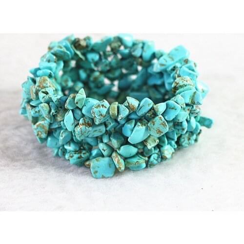 Fashion black veins calaite stone Irregular gravel beads diy Bracelet 7.5" B523