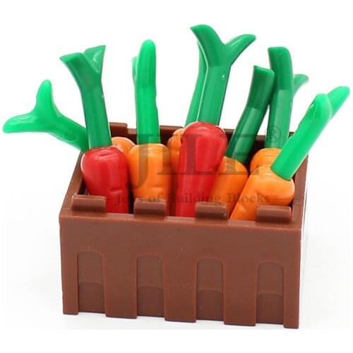 Moc Carrot with Green Top Twig 33172 33183 33172c01 Radish DIY Building Blocks Brick Compatible City Street View Accessory
