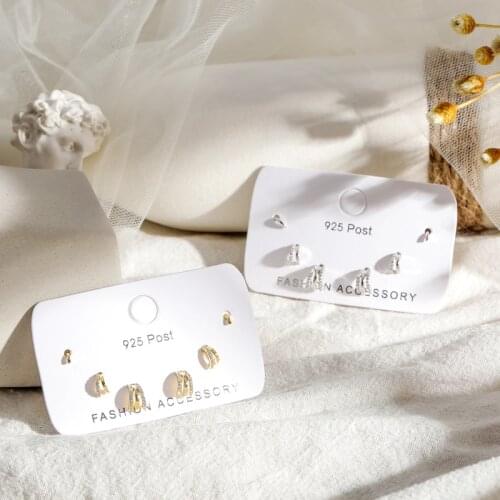 Fashion Two Colors Zircon Curved Ear Bone Stud Earrings Set For Women 6-piece Earrings Set Birthday Gift Jewelry S-E1228