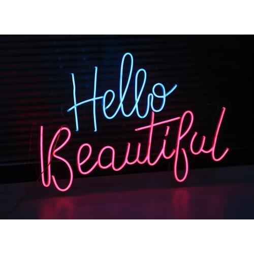 Custom Neon Sign Light Waterproof Flex Led Acrylic Wall Hanging Home Decoration Neon Bar Lights Neon Hello beautiful sign