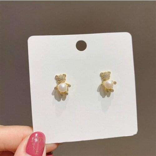2020 New Arrival Zeojrlly Women Classic Stud Earrings Korean Little Bear Pearl Earrings Fairy Earrings Girls Heart Earrings
