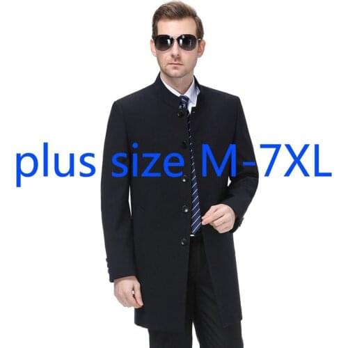 New Arrival Fashion Suepr Large Autumn Men Stand Collar Casual Coat Windbreaker Single Breasted Blazers Men Plus Size M-6XL 7XL