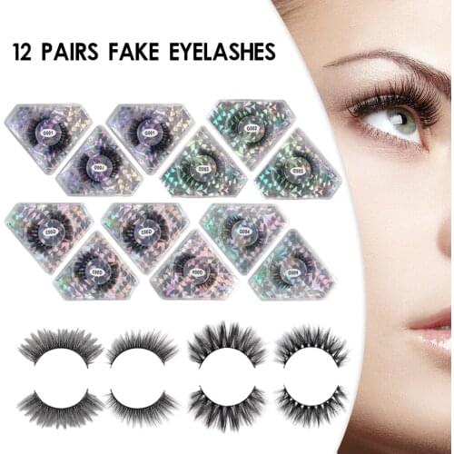 12Pairs Comfortable 4 Styles False Eyelashes for Women Makeup Tool Lashes Magnetic Fake Eyelashes 3D Mink Lashes Natural