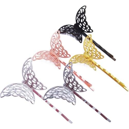 Wholesale 120piece Hair Pins with 27x40mm Butterfly Hairpins Jewelry Findings Hair accessories HPF27