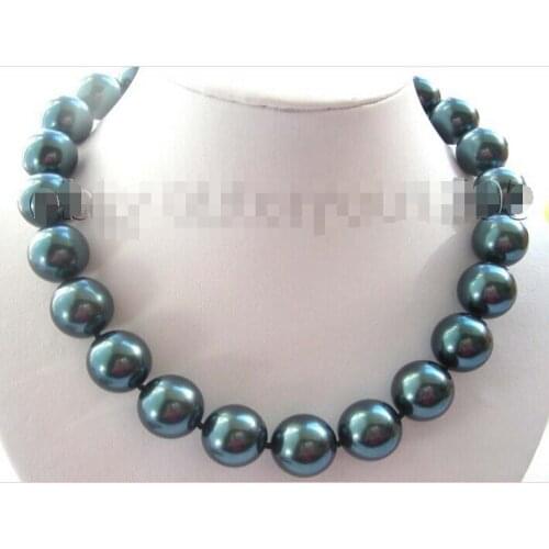 Natural 18mm Round Tahiti Black Shell Pearl Necklace! (A0329)