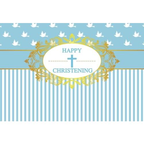 Custom Blue Gold Prince God Bless Baptism First Communion backdrop High quality Computer print party background