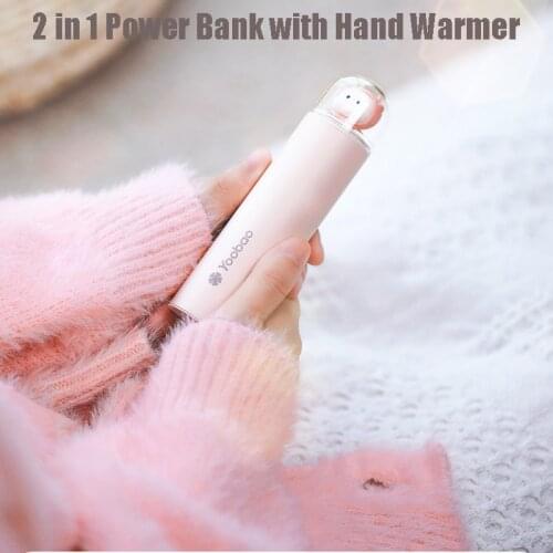 Portable USB Rechargeable Cute Mini Power Bank 5000mAh Pocket Pink Power Bank with Hand Warmer for Smart Phone Charger for Girls