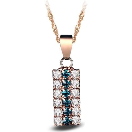 Aurora Rectangle Pendant Shallow Gold Necklace For Women Men Jewelry Crystal Necklaces & Pendants Charms Jewellery Choker Colar