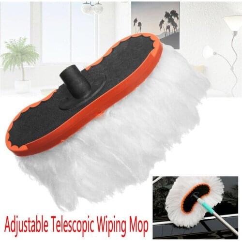Car Adjustable Telescopic Wiping Soft Milk Silk Mop Cleaning Wash Brush Tool New