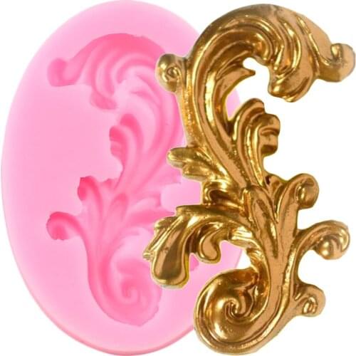 Baroque Scroll Relief Silicone Mold DIY Party Fondant Cupcake Topper Cake Decorating Tools Candy Clay Chocolate Gumpaste Moulds