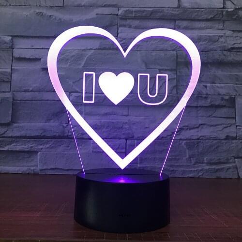 I Love You Heart 3D Optical Illusion Lamp USB LED Night Light Bluetooth Speaker Table Lamp Creative Gift for Girl Friend Wife