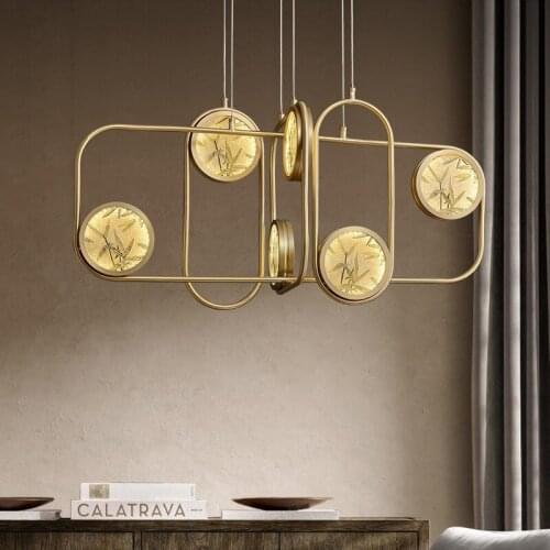 Nordic copper living room chandelier post-modern model bedroom bedroom room designer light luxury lamps