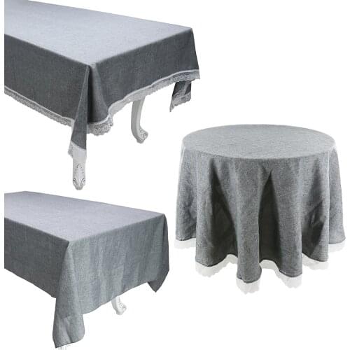 Solid Tablecloth Decorative Imitation Linen Table Cover Rectangular/Round Table Cloth Wedding Banquet Dinner Home Textile