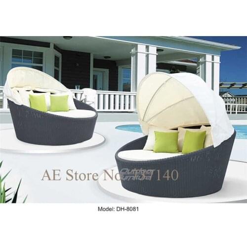 Outdoor metal bed rattan bed with tent outdoor furniture beach furniture wholesale price quality control