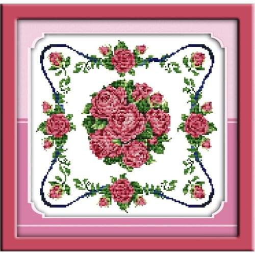 Everlasting Love Red Rose Chinese Cross Stitch Kits Ecological Cotton Printed 14CT DIY Christmas Decorations For Home Halloween