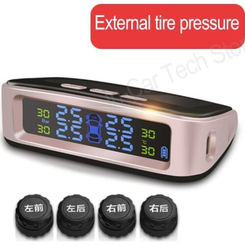 External Solar TPMS Car Tire Pressure Alarm Monitor System Display Temperature