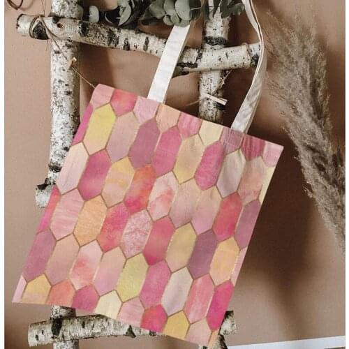 Magic colorful travel storage bags cartoon animal canvas tote bag modern style geometric pattern foldable reusable shopping bags