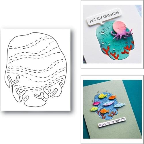 Marine Background Cutting Dies with Stripe and Seaweed Design New 2021 for Decorative Album Scrapbook Greeting Paper Albu Card