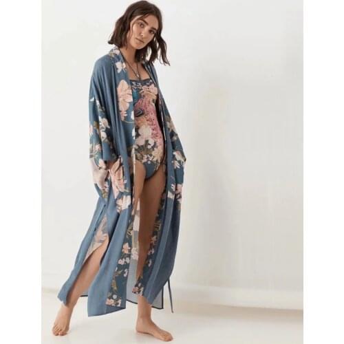 Japanese Kimono Fashion Blouse Women 2021 Floral Printed Yukata Kimono Cardigan Long Sleeve Cardigan Traditional Kimonos Dress