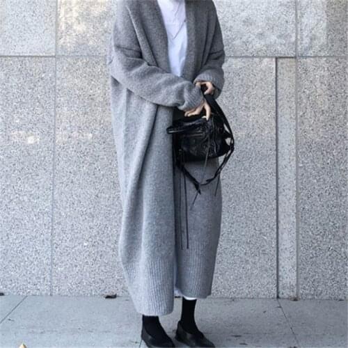 2020 New Autumn Winter Sweater Women Korean Long Knitted Cardigan Coat Thick Large Size Jacket Jumper Clothing V1025