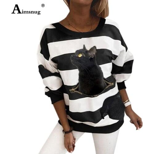 Plus Size 5xl Women Fashion Cat Print Sweatshirt Patchwork Top O-neck Long Sleeve Spring Autumn Casual Loose Femme Clothing 2021