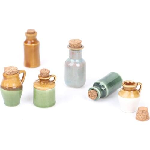 1pcs Dollhouse Miniature Porcelain Pots Seasoning Jar Kitchen Toy Home Decor
