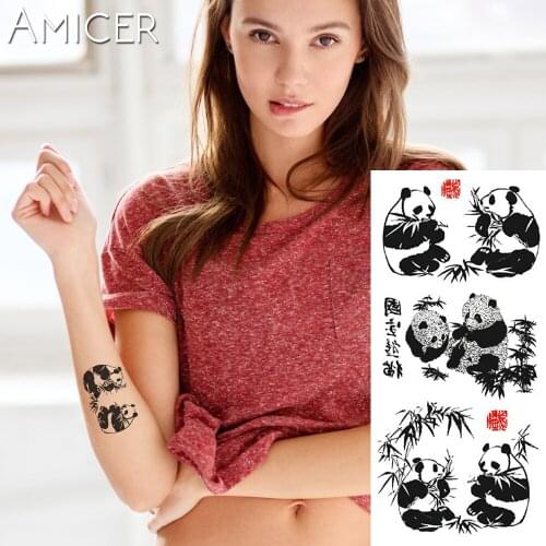 1 piece Fantasy Color Chinese painting panda Hot Large animal Temporary Tattoo Waterproof Tattoo Sticker for women men