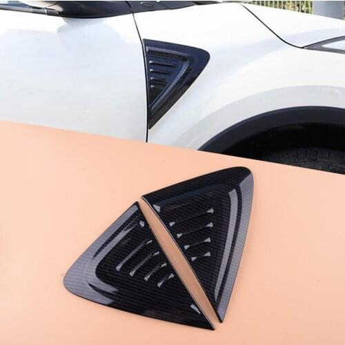 2pcs Car Auto Side Air Vent Fender Trim Cover Fit for Toyota CHR 2016 2017 2018 2019 Carbon Fiber Style ABS