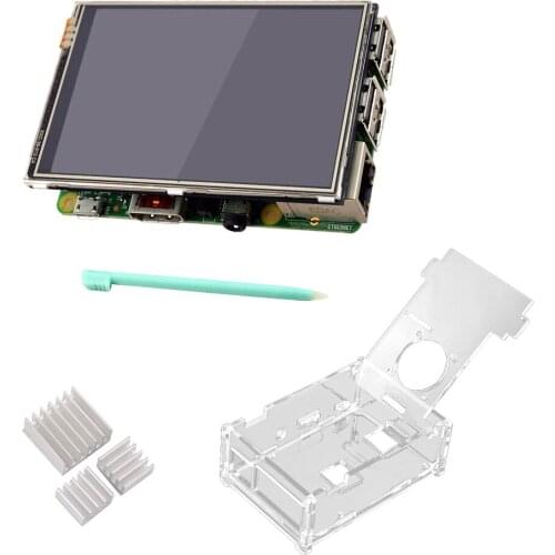 3.5 Inch Resolution HD Display Touch Screen Acrylic Case Aluminum Heat Sinks Pen Set for Raspberry Pi 2 3 Accessories